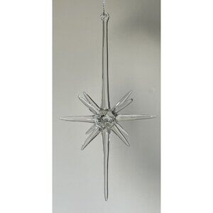 BALSAM HILL Gleaming Stars Christmas Ornaments Set Of 6 Clear Glass 5-9” 4004051